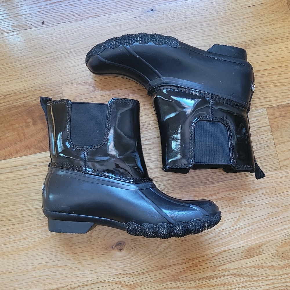 Sperry Black Rain Boots with Chunky Soles - Picture 2 of 6